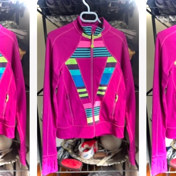 IVVIVA | 8 | Girl’s Perfect Your Practice Magenta Multicolor Zip Track Jacket - Picture 2 of 12